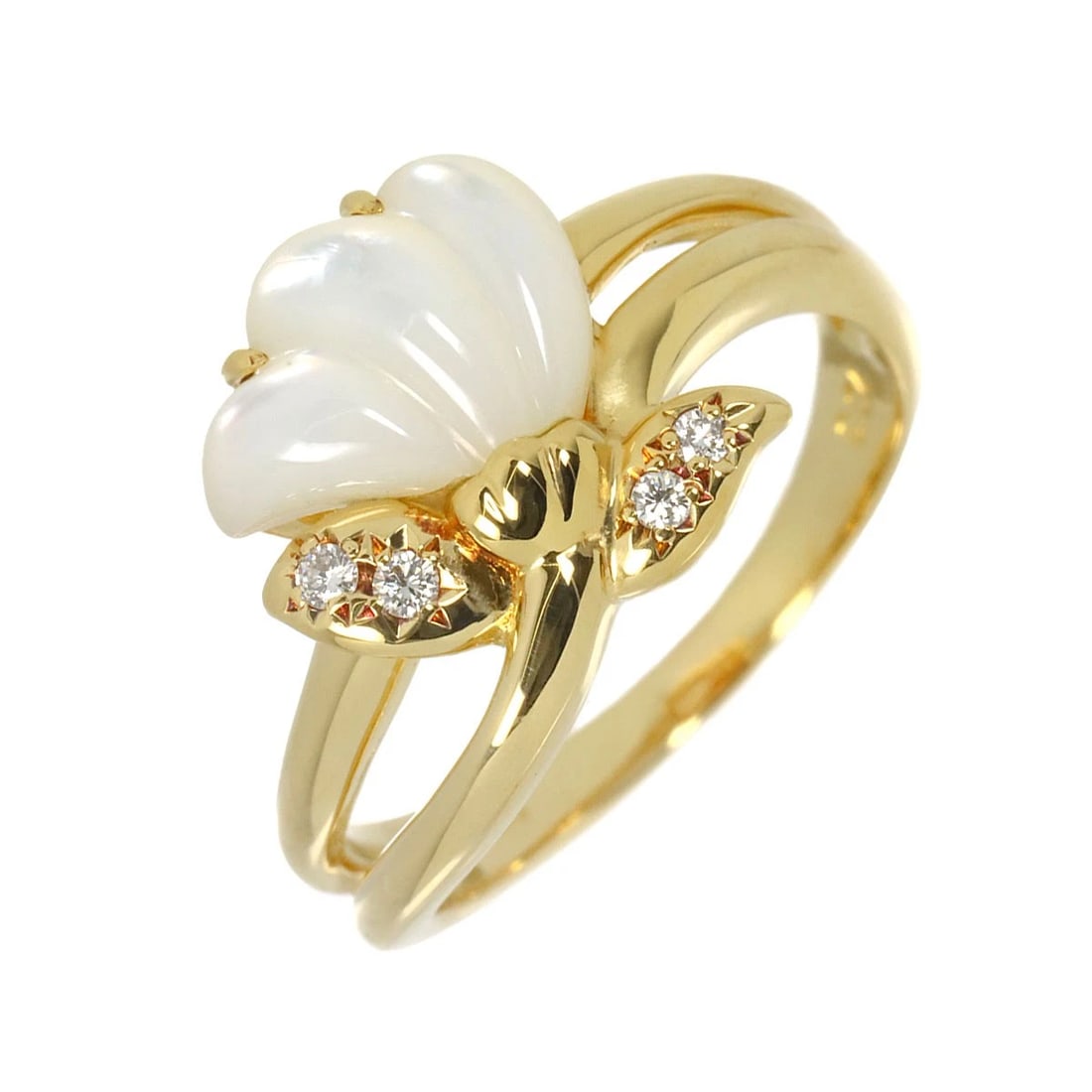 TASAKI MOP DIAMOND RING: TASAKI MOP Diamond Ring Brand: TASAKI Type/Style: Ring Material: 750 Yellow Gold MOP, Main Stone Natural Color: Yellow Gold Size: 6-6.25(US) Accessories: None Accessories Notice: When purchasing