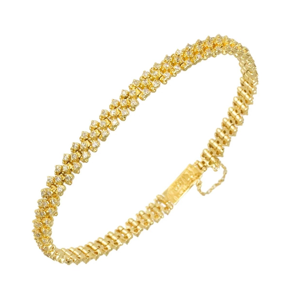 DIAMOND BRACELET YELLOW GOLD 750: Diamond Bracelet Yellow Gold 750 Brand: Unbranded Type/Style: Bracelet Material: 750 Yellow Gold, Color: Yellow Gold Size: Length:apporox.7.1inchWidth:5.2mm Accessories: None Accessories Notice: When