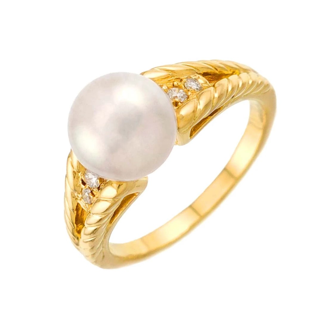 MIKIMOTO AKOYA PEARL DIAMOND RING YG 750: MIKIMOTO Akoya Pearl Diamond Ring YG 750 Brand: MIKIMOTO Type/Style: Ring Material: 750 Yellow Gold, Color: Yellow Gold Size: 6.25-6.5(US) Accessories: None Accessories Notice: When purchasing