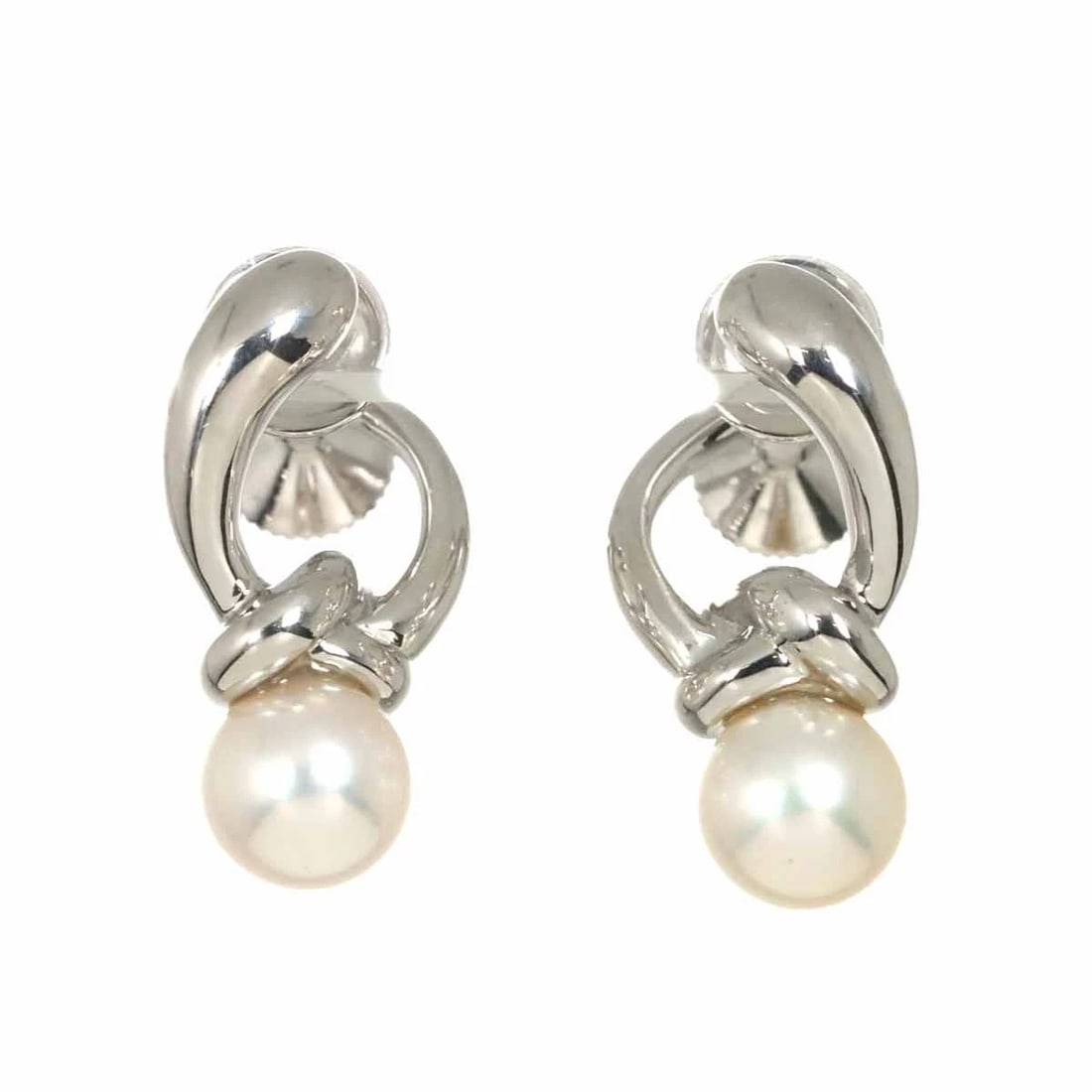 MIKIMOTO AKOYA PEARL EARRINGS: MIKIMOTO Akoya Pearl Earrings Brand: MIKIMOTO Type/Style: Earrings Material: 750 White Gold MOP, Color: White Gold Size: W10.4 x H16mm Accessories: None Accessories Notice: When purchasing pre-owned
