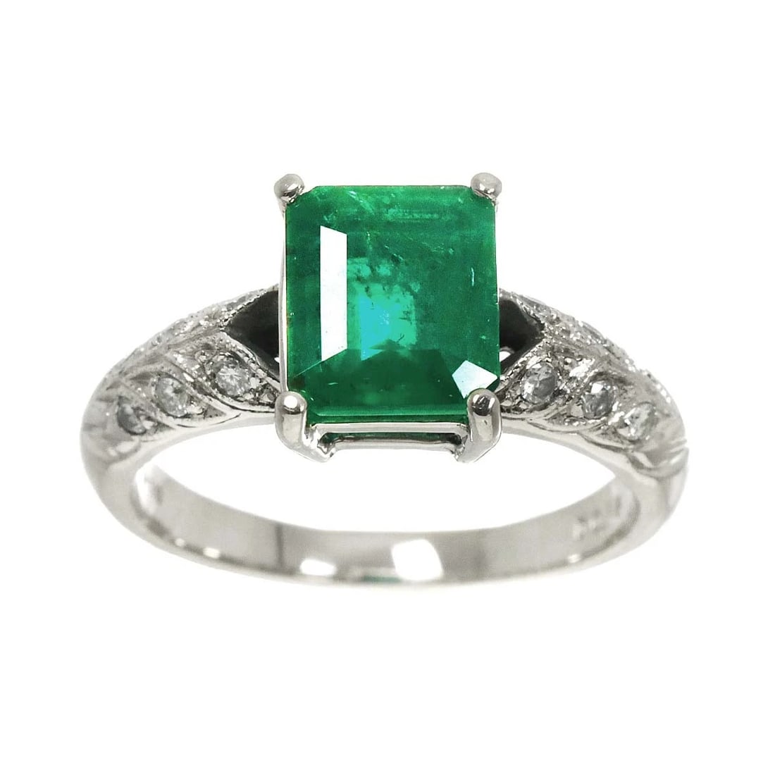 EMERALD DIAMOND RING PLATINUM - 2