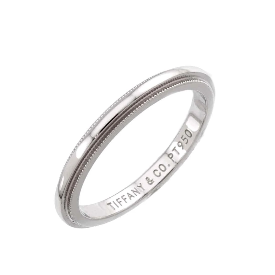 TIFFANY CO. MILGRAIN BAND RING PLATINUM: TIFFANY Co. Milgrain Band Ring Platinum Brand: TIFFANY Co. Type/Style: Ring Material: Pt950, Color: Platinum Size: 4.75-5(US) Accessories: None Accessories Notice: When purchasing pre-owned goods,