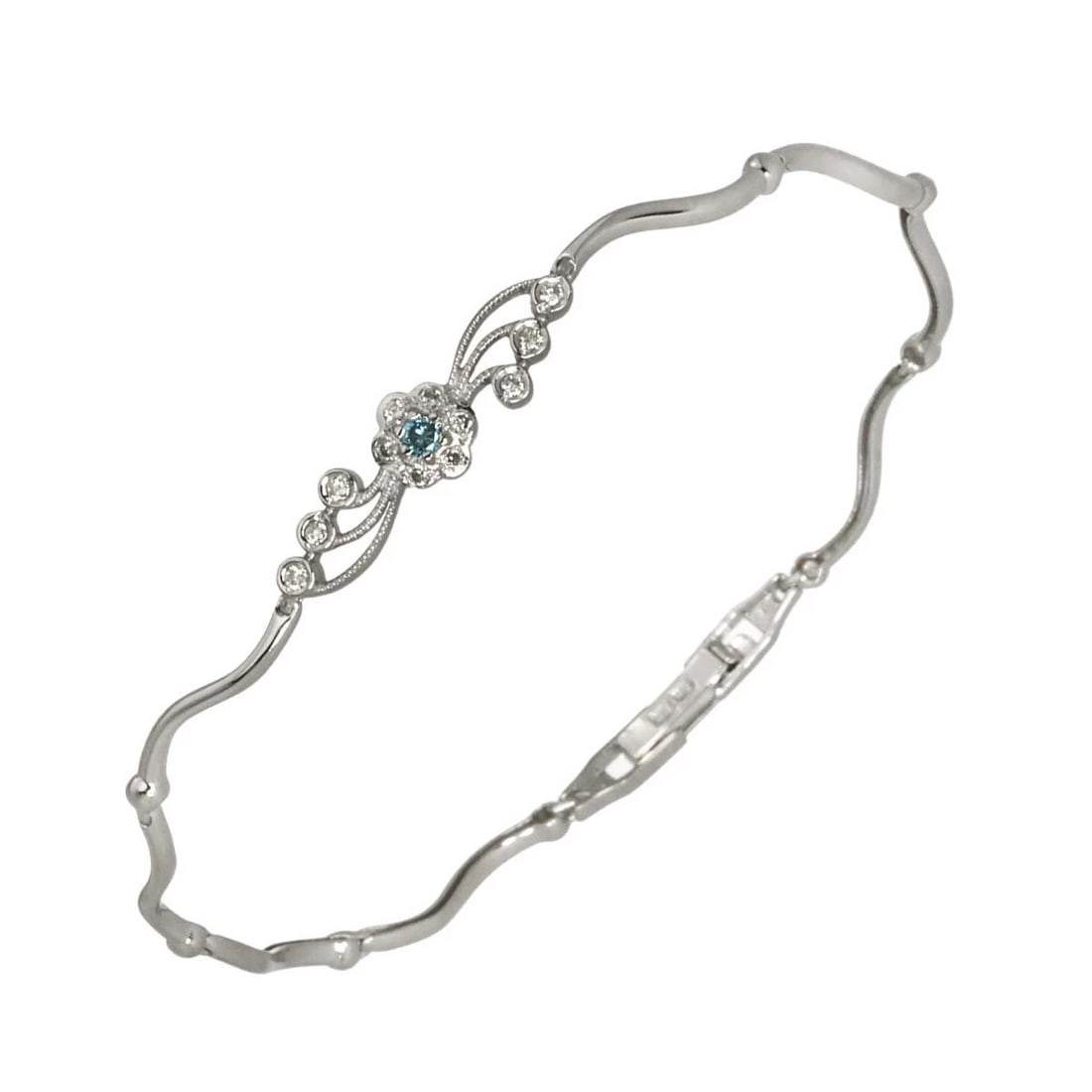 DIAMOND BRACELET WHITE GOLD 750: Diamond Bracelet White Gold 750 Brand: Unbranded Type/Style: Bracelet Material: 750 White Gold, Color: White Gold Size: Length:apporox.6.7inchThickness:6.5mm Accessories: None Accessories Notice: