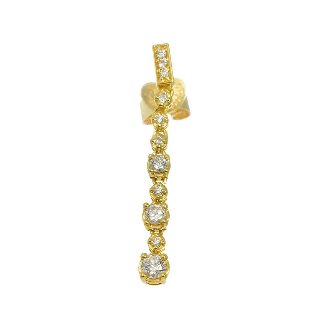 PONTE VECCHIO DIAMOND EARRING YG 750: Ponte Vecchio Diamond Earring YG 750 Brand: Ponte Vecchio Type/Style: Earring Material: 750 Yellow Gold, Color: Yellow Gold Size: W3 x H28mm Accessories: None Accessories Notice: When purchasing