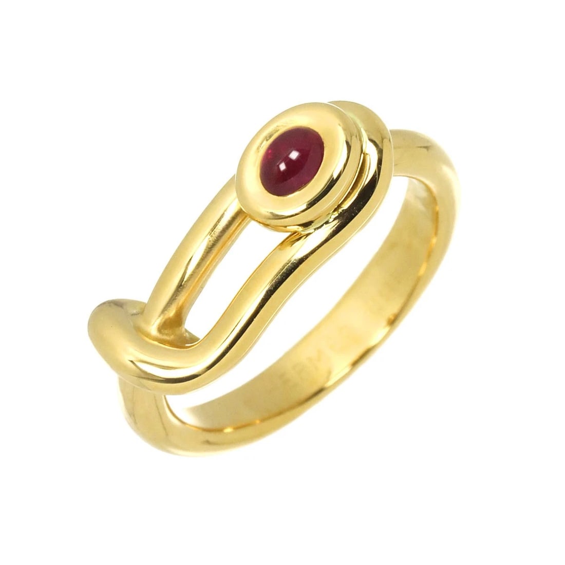 HERMES RUBY RING YELLOW GOLD 750: HERMES Ruby Ring Yellow Gold 750 Brand: HERMES Type/Style: Ring Material: 750 Yellow Gold, Main Stone Ruby Color: Yellow Gold Size: 5.5-5.75(US) Accessories: None Accessories Notice: When purchasing