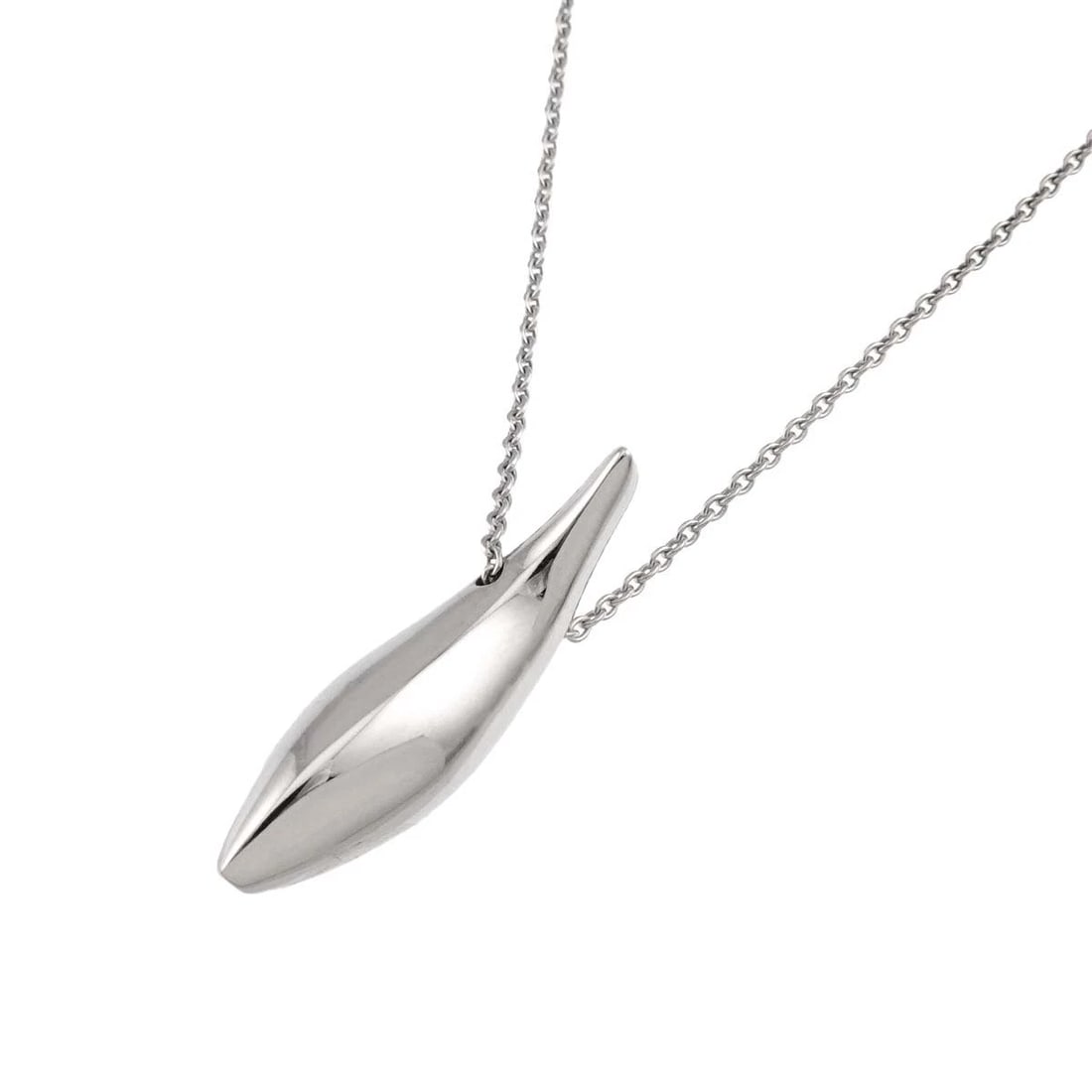 TIFFANY CO. FRANK GEHRY FISH NECKLACE: TIFFANY Co. Frank Gehry Fish Necklace Brand: TIFFANY Co. Type/Style: Necklace Material: 750 White Gold, Color: White Gold Size: internal circumference of the chain:15.7inch Top Charm:W7 x H24.5 mm