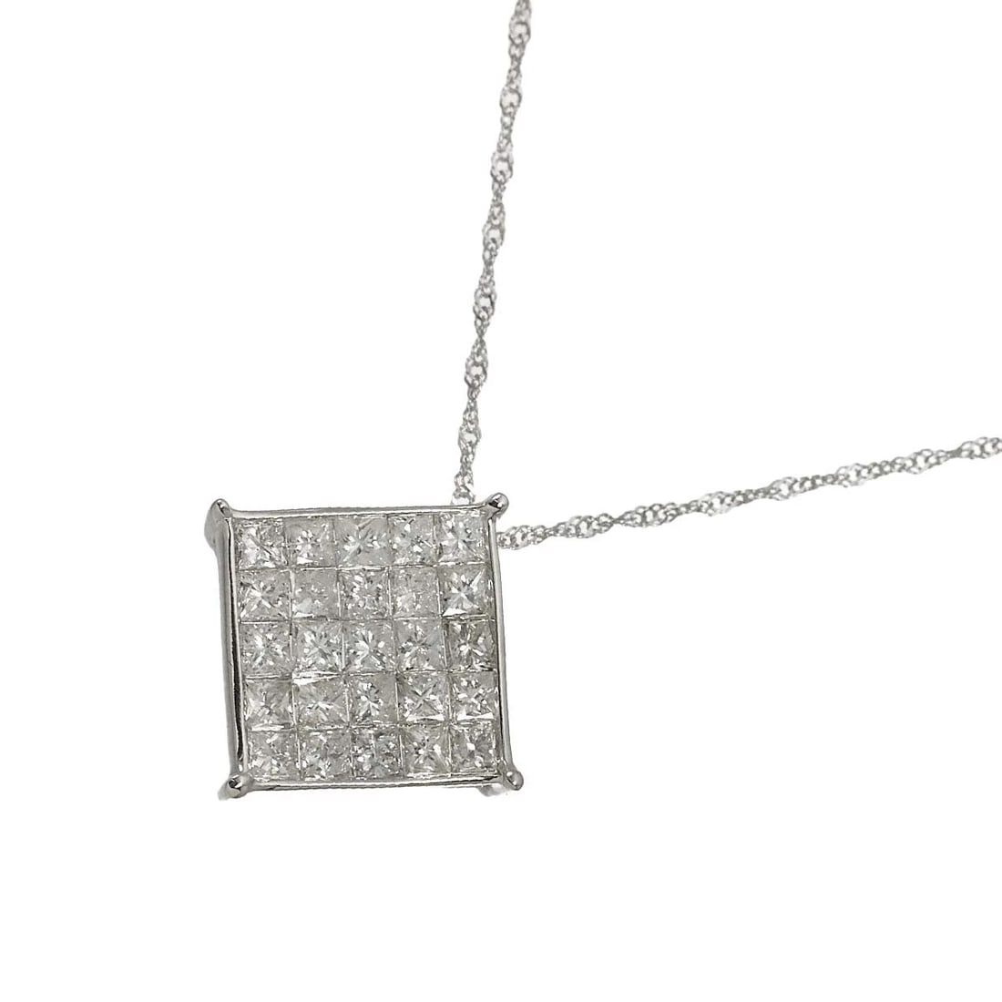 DIAMOND NECKLACE 18K WG WHITE GOLD: Diamond Necklace 18K WG White Gold Brand: Unbranded Type/Style: Necklace Material: 750 White Gold, Main Stone Natural Color: White Gold Size: internal circumference of the chain:16.5inch-15inch Top Ch