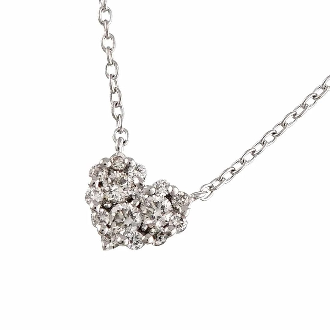 PONTE VECCHIO HEART MOTIF DIAMOND NECKLACE 18K WHITE GOLD 750: Ponte Vecchio Heart Motif Diamond Necklace 18K White Gold 750 Brand: Ponte Vecchio Type/Style: Necklace Material: 750 White Gold, Main Stone Natural Color: White Gold Size: internal circumference of