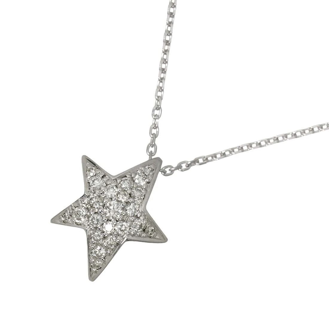 VENDOME AOYAMA DIAMOND STAR NECKLACE 18K WG 750: Vendome Aoyama Diamond Star Necklace 18K WG 750 Brand: Vendome Aoyama Type/Style: Necklace Material: 750 White Gold, Main Stone Natural Color: White Gold Size: internal circumference of the