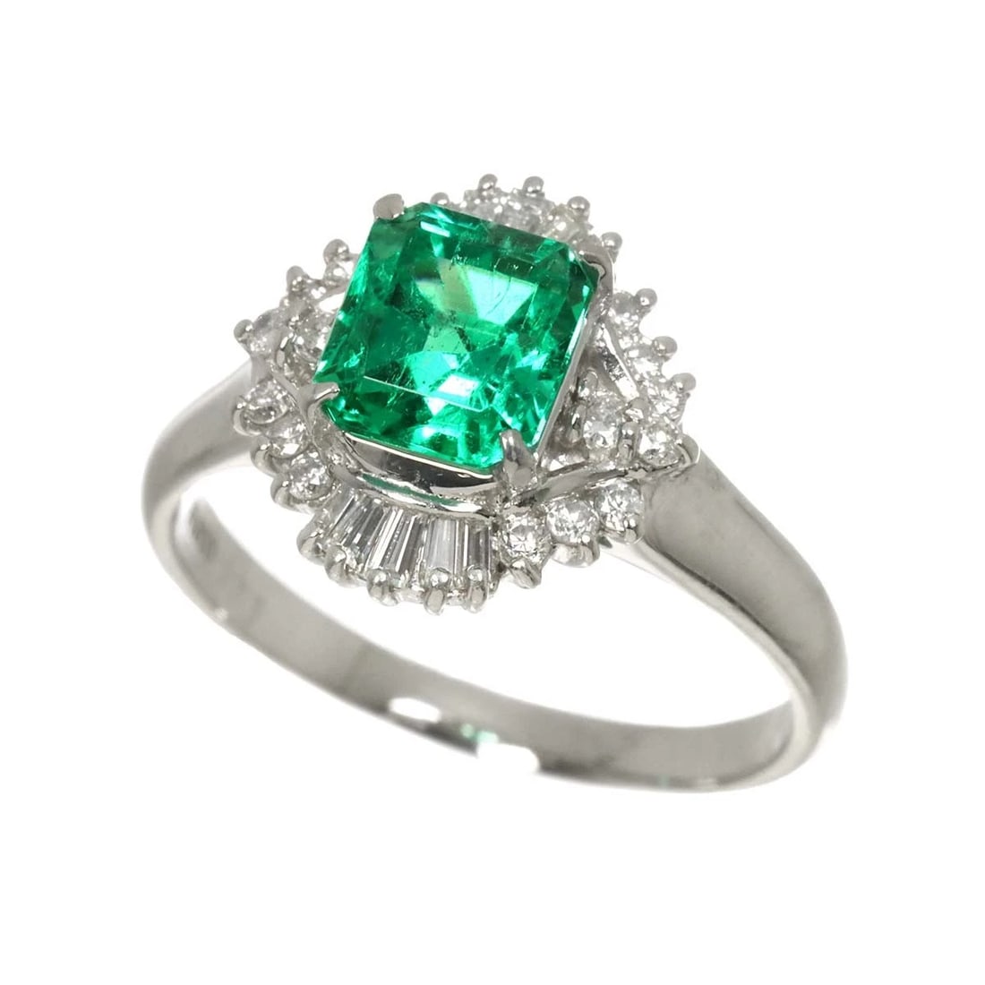 EMERALD DIAMOND RING PT PLATINUM - 3