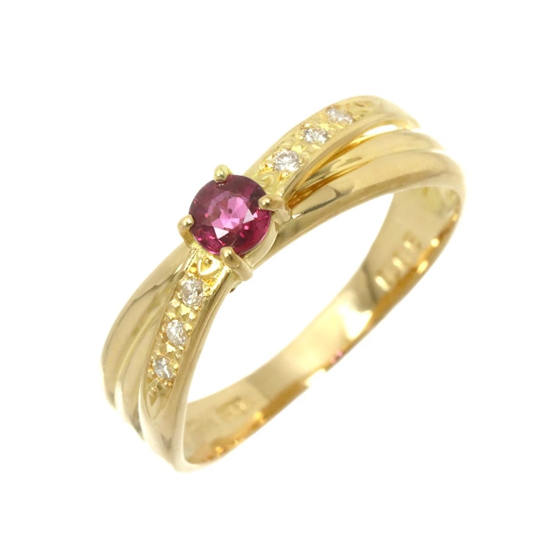 STAR JEWELRY RUBY DIAMOND RING 18K YG 750: Star Jewelry Ruby Diamond Ring 18K YG 750 Brand: Star Jewelry Type/Style: Ring Material: 750 Yellow Gold, Main Stone Ruby Color: Gold Size: 6(US) Accessories: None Accessories Notice: When purchasing