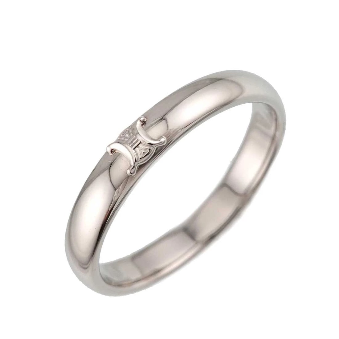 CELINE TRIOMPHE RING PT PLATINUM: CELINE Triomphe Ring Pt Platinum Brand: CELINE Type/Style: Ring Material: Platinum, Color: Platinum Size: 8.25(US) Accessories: None Accessories Notice: When purchasing pre-owned goods, pl