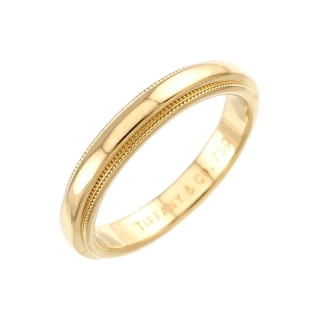 TIFFANY CO. MILGRAIN BAND RING 18K YG 750: TIFFANY Co. Milgrain Band Ring 18K YG 750 Brand: TIFFANY Co. Type/Style: Ring Material: 750 Yellow Gold, Color: Gold Size: 4(US) Accessories: None Accessories Notice: When purchasing pre-o