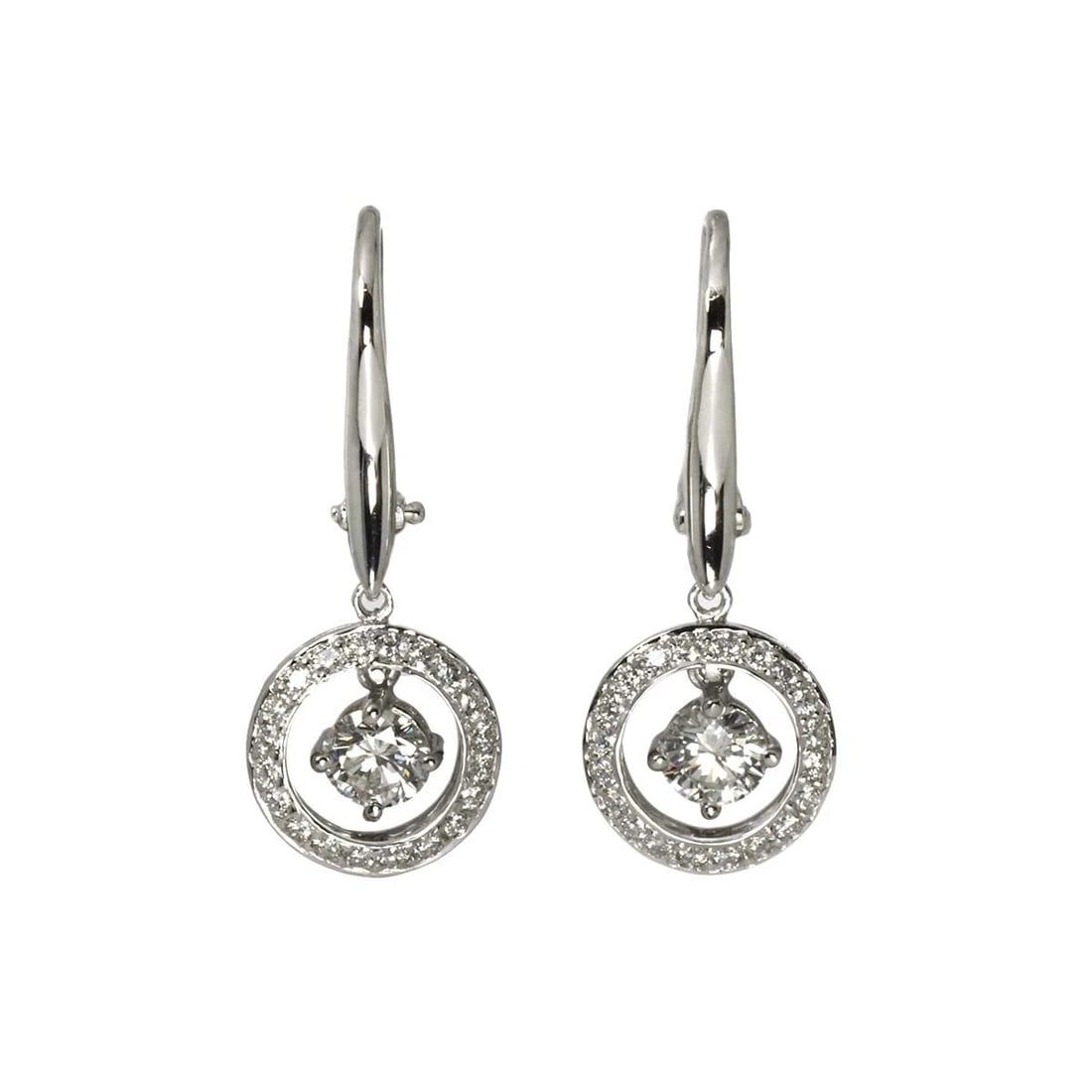 DIAMOND EARRINGS PIERCED 18K K18 WG 750 (1 of 4)