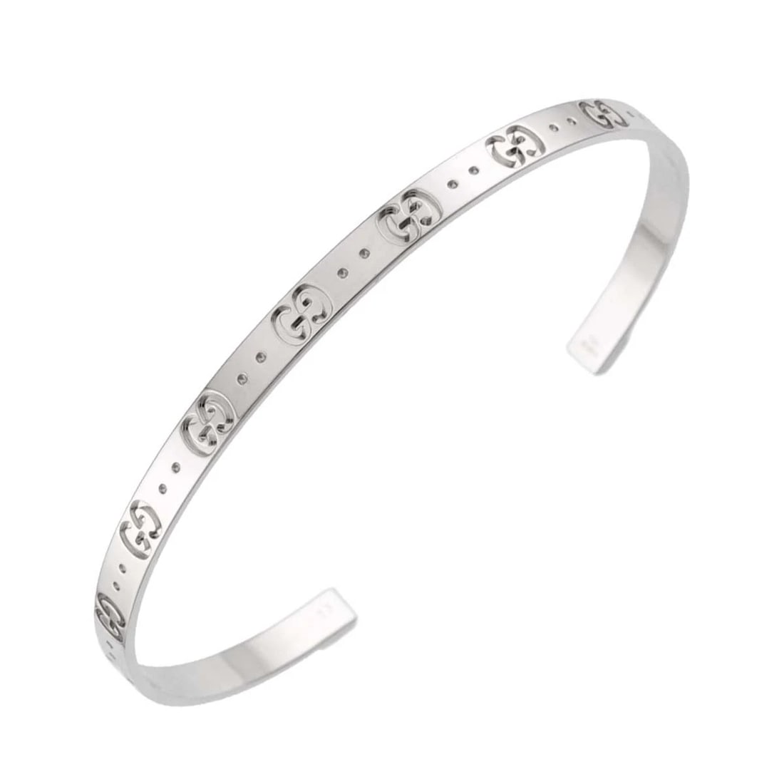 GUCCI ICON BRACELET 18K WG WHITE GOLD 750: GUCCI Icon Bracelet 18K WG White Gold 750 Brand: GUCCI Type/Style: Bracelet Material: 750 White Gold, Color: White Gold Size: inner dinameter:approx. 6.7inch Width of the part through which the arm