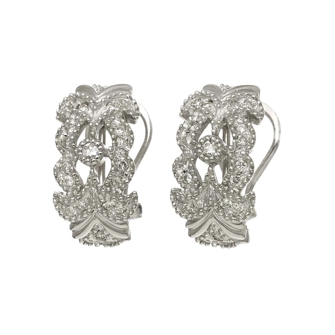 DIAMOND EARRINGS PIERCED K18 WG 750: Diamond Earrings Pierced K18 WG 750 Brand: Unbranded Type/Style: Earrings Pierced Material: 750 White Gold, Color: White Gold Size: W 9.5 x H 18.5mm Accessories: None Accessories Notice: When
