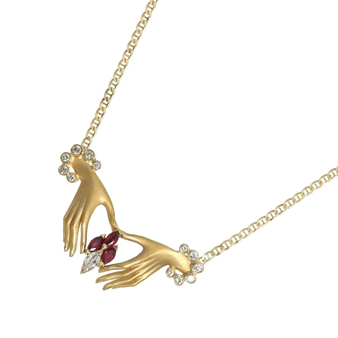 CARRERA Y CARRERA RUBY DIAMOND NECKLACE 18K YG 750: Carrera y Carrera Ruby Diamond Necklace 18K YG 750 Brand: Carrera y Carrera Type/Style: Necklace Material: 750 Yellow Gold, Color: Yellow Gold Size: internal circumference of the chain:18.1inch Top