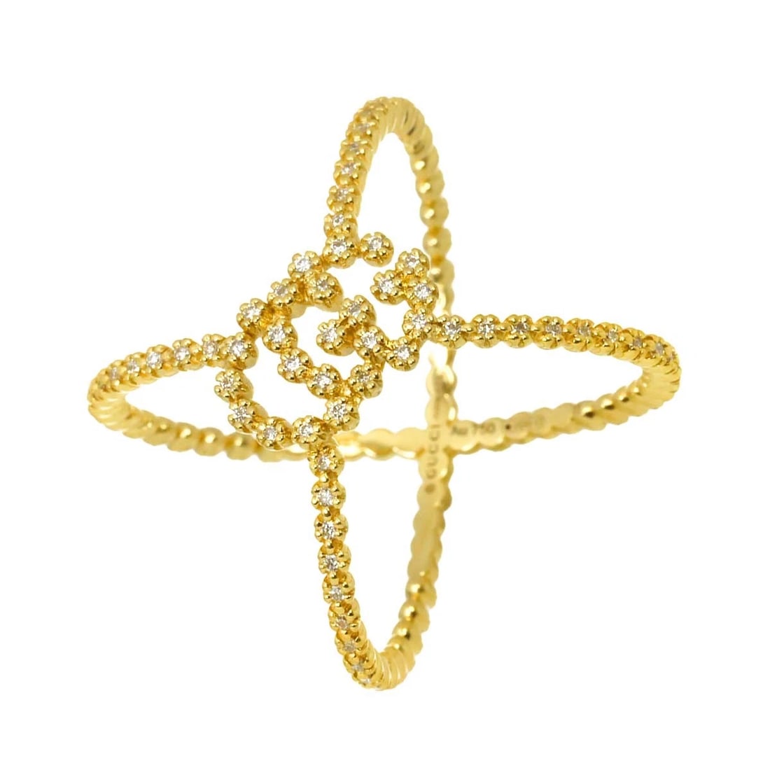 GUCCI DIAMOND RING 18K YELLOW GOLD 750: GUCCI Diamond Ring 18K Yellow Gold 750 Brand: GUCCI Type/Style: Ring Material: 750 Yellow Gold, Color: Yellow Gold Size: 5.5-5.75(US) Accessories: None Accessories Notice: When purchasing