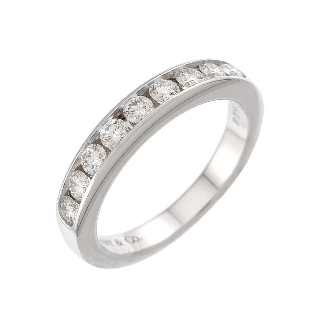 TIFFANY CO. HALF DIAMOND RING PT PLATINUM: TIFFANY Co. Half Diamond Ring Pt Platinum Brand: TIFFANY Co. Type/Style: Ring Material: Platinum, Main Stone Natural Color: Platinum Size: 3.75(US) Accessories: None Accessories Notice: Wh
