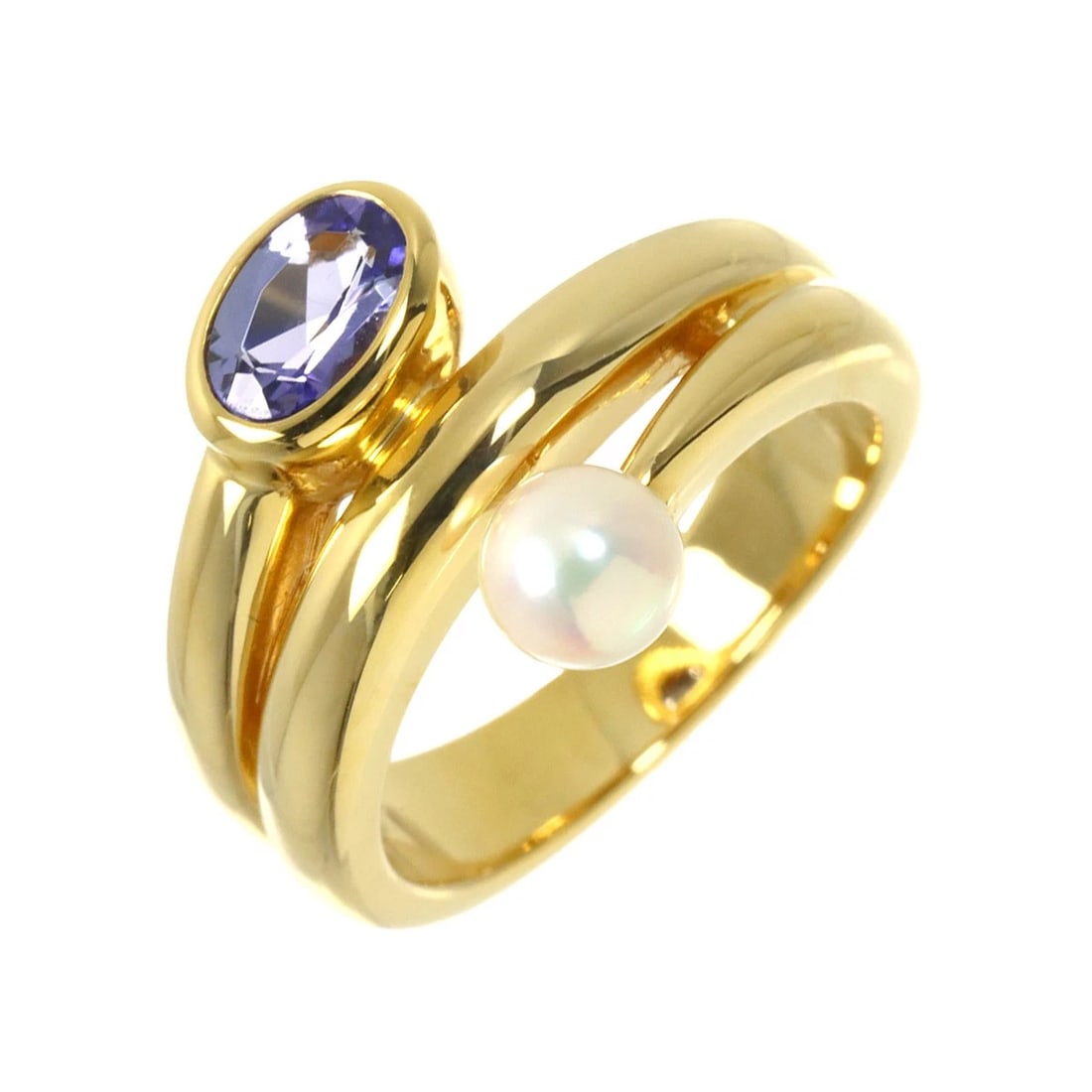 MIKIMOTO AKOYA PEARL TANZANITE RING 18K YG 750: MIKIMOTO Akoya Pearl Tanzanite Ring 18K YG 750 Brand: MIKIMOTO Type/Style: Ring Material: 750 Yellow Gold, Main Stone Akoya Pearl Color: Yellow Gold Size: 4.75-5(US) Accessories: None Acce