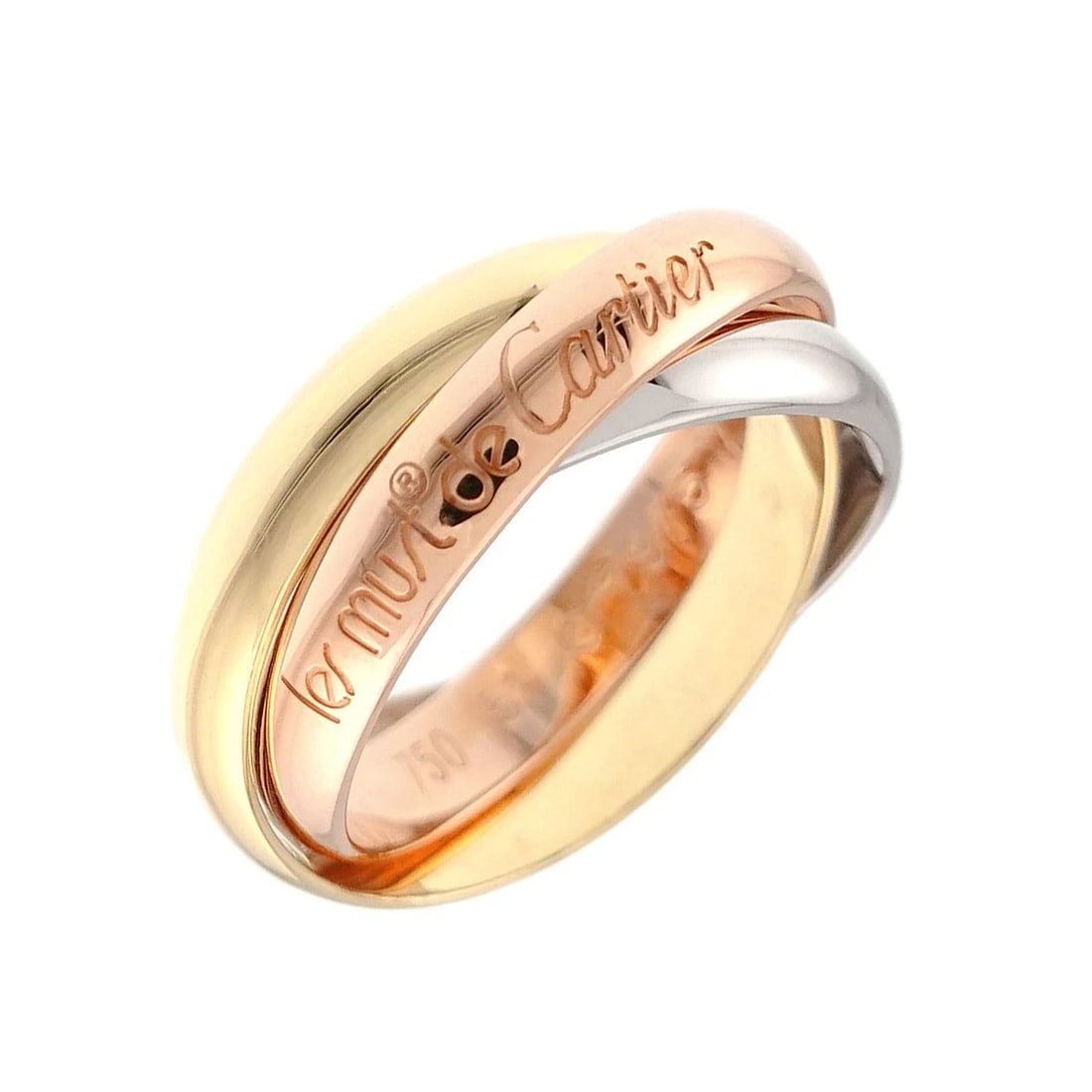 CARTIER TRINITY MM RING 18K YG WG PG 750: Cartier Trinity MM Ring 18K YG WG PG 750 Brand: Cartier Type/Style: Ring Material: 750 Yellow,White,Pink Gold, Color: Gold Size: 5.5-5.75(US) Accessories: None Accessories Notice: When pur