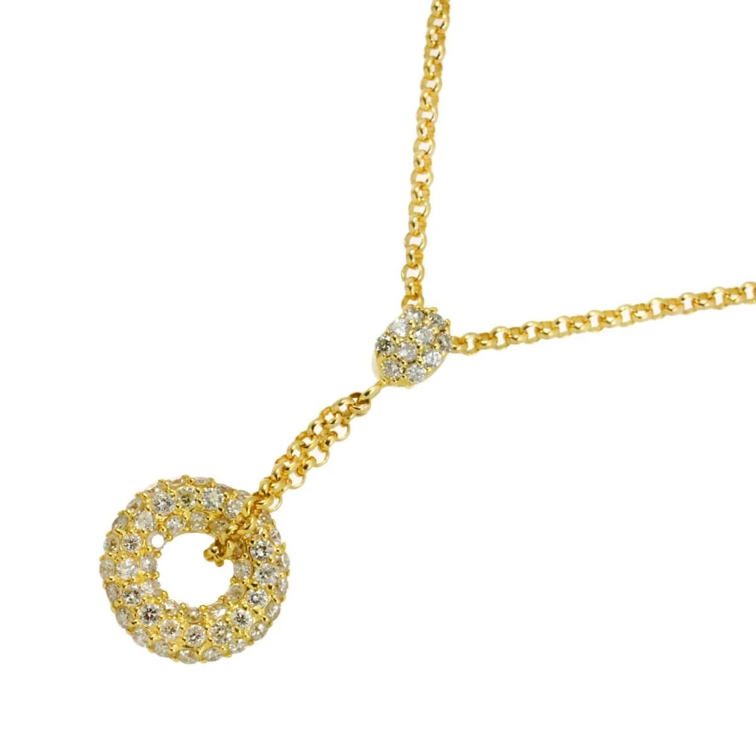 DIAMOND NECKLACE 18K YG YELLOW GOLD 750: Diamond Necklace 18K YG Yellow Gold 750 Brand: Unbranded Type/Style: Necklace Material: 750 Yellow Gold, Main Stone Natural Color: Yellow Gold Size: internal circumference of the chain:15.7inch-14.2in