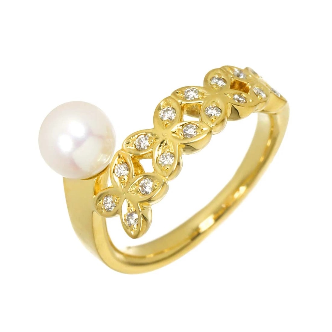 MIKIMOTO AKOYA PEARL DIAMOND RING 18K YG 750: MIKIMOTO Akoya Pearl Diamond Ring 18K YG 750 Brand: MIKIMOTO Type/Style: Ring Material: 750 Yellow Gold, Main Stone Akoya Pearl Color: Yellow Gold Size: 3.25(US) Accessories: None Accessor