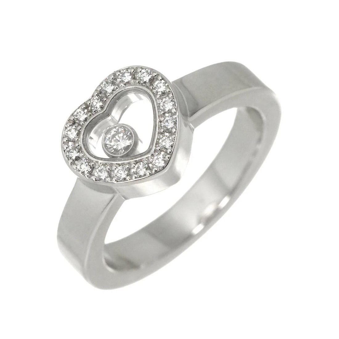 CHOPARD HAPPY HEART DIAMOND RING 18K WG 750: Chopard Happy Heart Diamond Ring 18K WG 750 Brand: Chopard Type/Style: Ring Material: 750 White Gold, Main Stone Natural Color: White Gold Size: 4.5(US) Accessories: None Accessories Notice: When