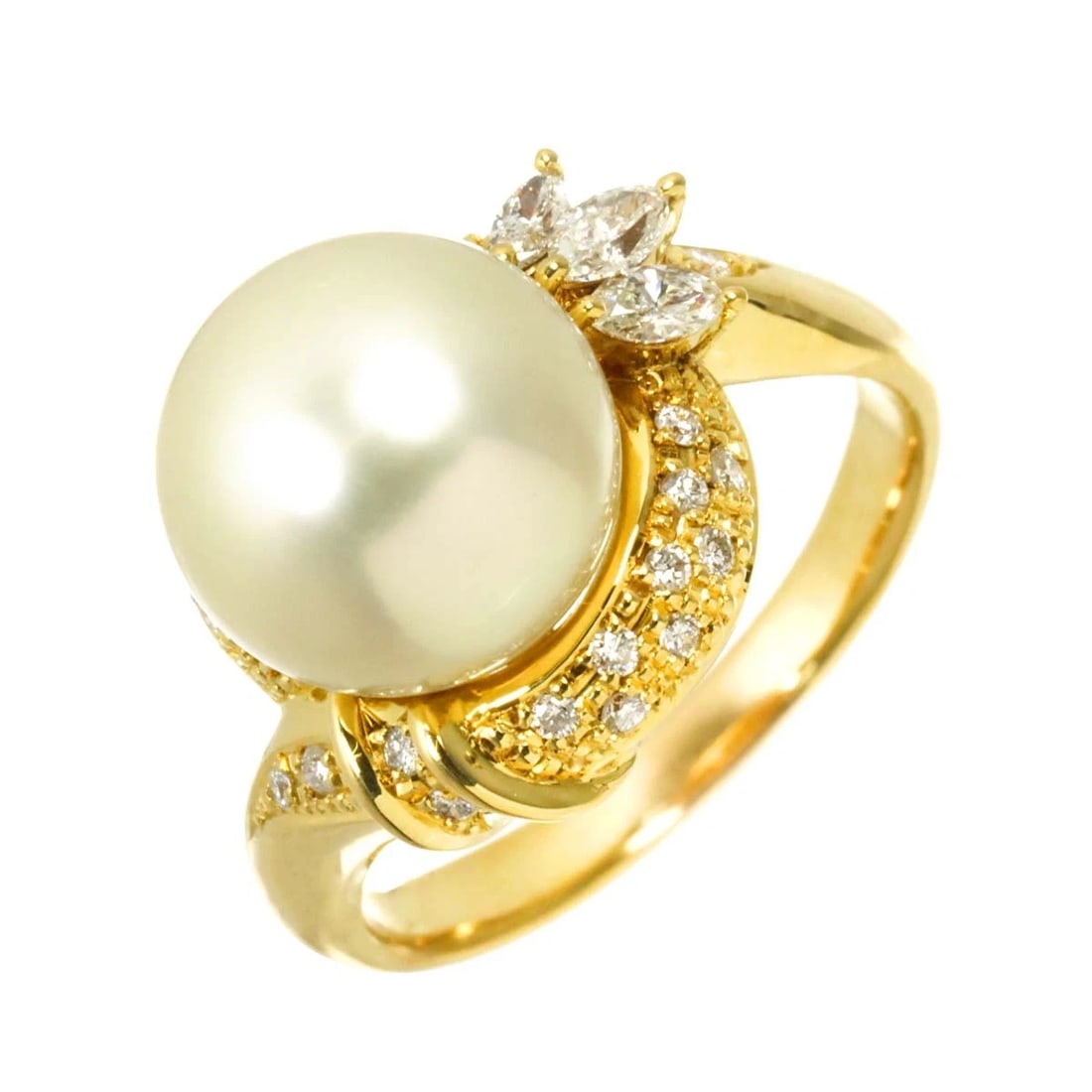 SOUTH SEA PEARL DIAMOND RING 18K YG 750: South Sea pearl Diamond Ring 18K YG 750 Brand: Unbranded Type/Style: Ring Material: 750 Yellow Gold, Main Stone South Sea Pearl Color: Yellow Gold Size: 7.75-8(US) Accessories: None Accessories