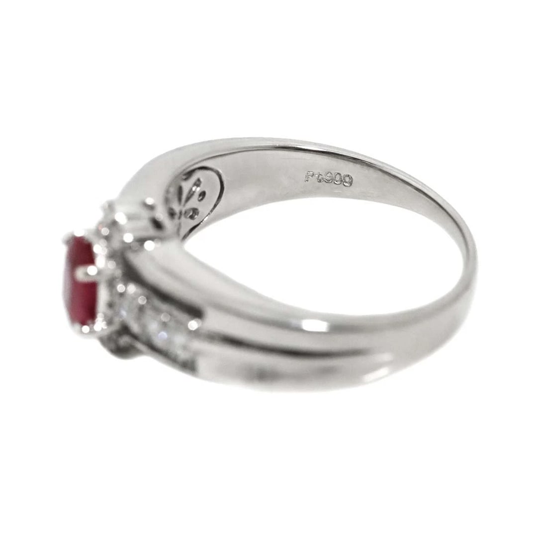RUBY DIAMOND RING PT PLATINUM - 4