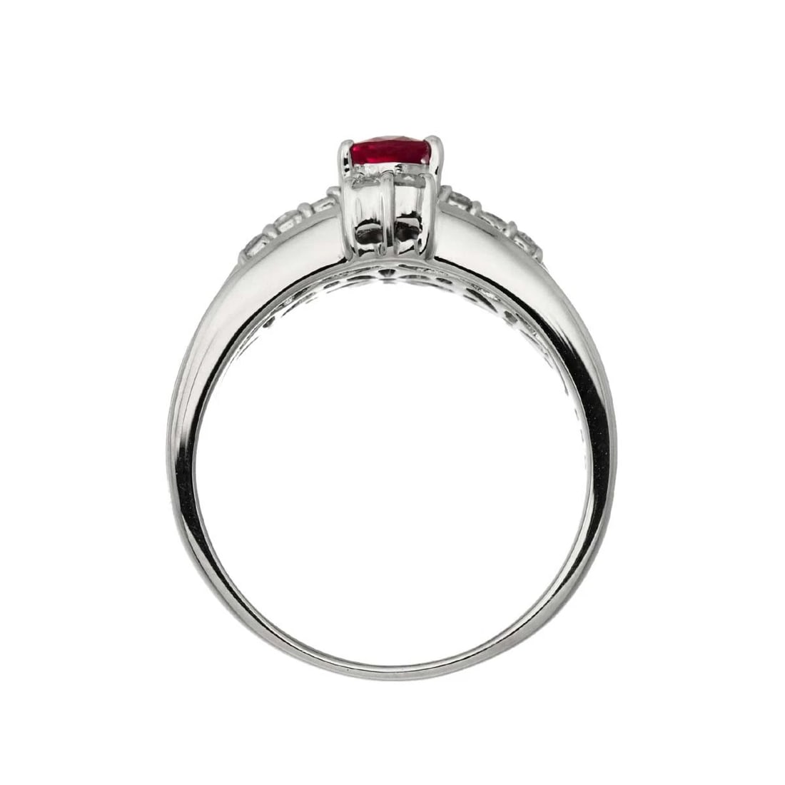 RUBY DIAMOND RING PT PLATINUM - 6