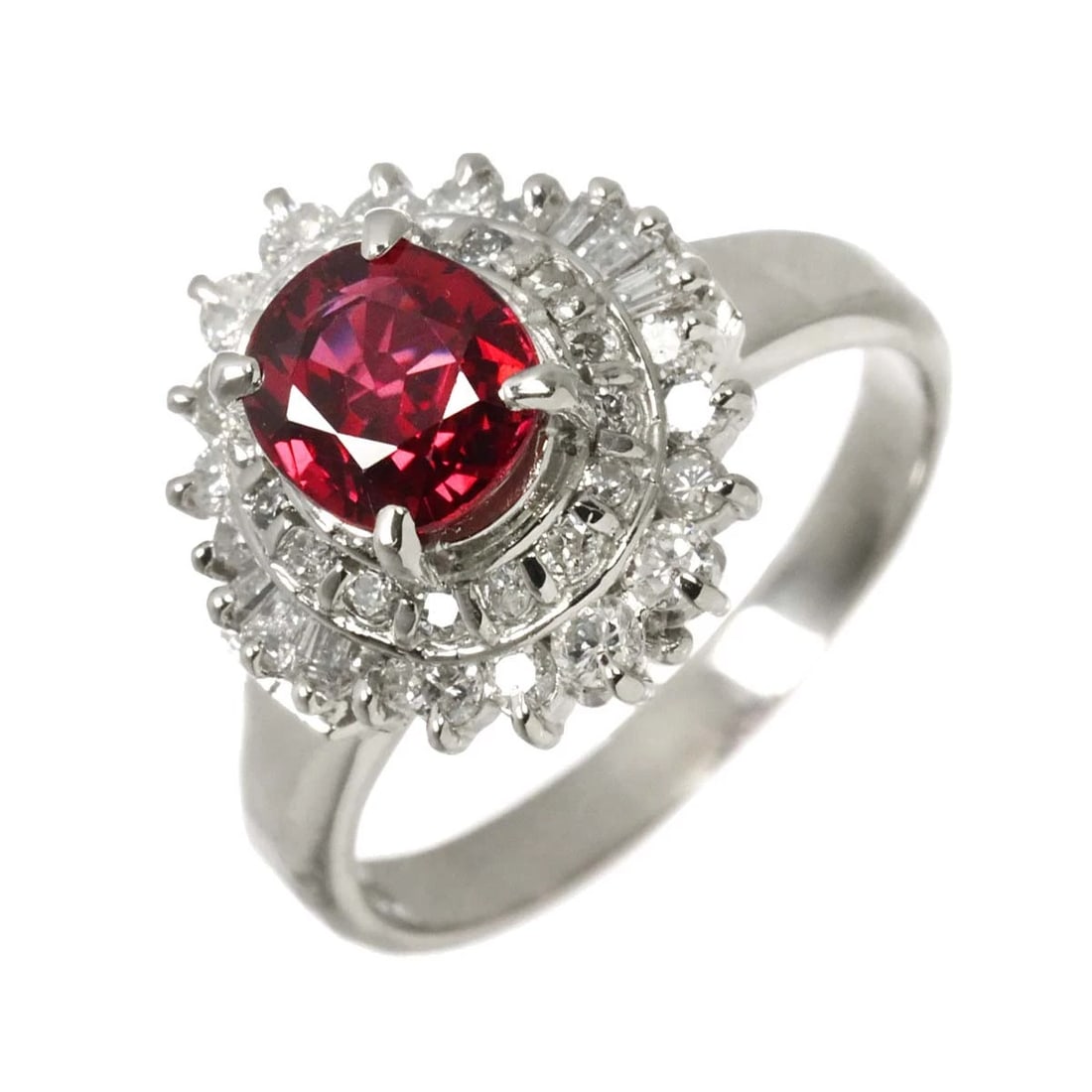 RUBY DIAMOND RING PT PLATINUM: Ruby Diamond Ring Pt Platinum Brand: Unbranded Type/Style: Ring Material: Platinum, Main Stone Ruby Color: Platinum Size: 5.5-5.75(US) Accessories: None Accessories Notice: When purchasing