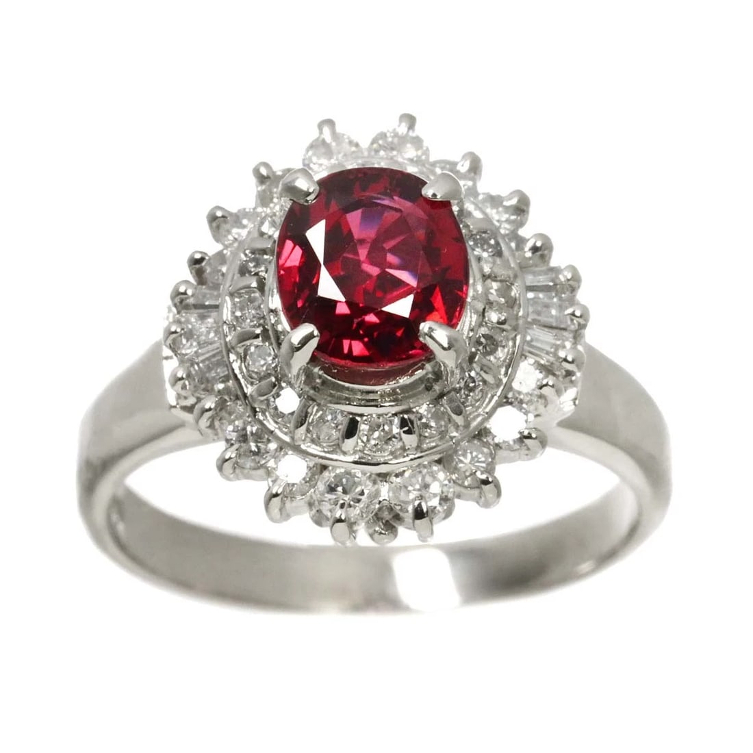 RUBY DIAMOND RING PT PLATINUM - 2