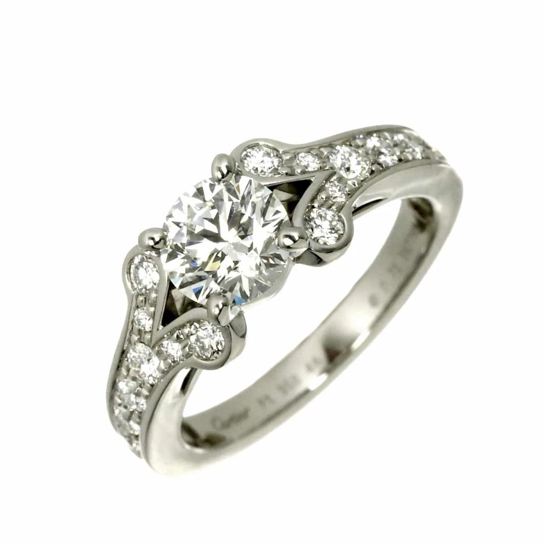 CARTIER BALLERINE DIAMOND RING PT: Cartier Ballerine Diamond Ring Pt Brand: Cartier Type/Style: Ring Material: Platinum, Main Stone Natural Color: Platinum Size: 3.75(US) Accessories: None Accessories Notice: When purchasing pre-owned