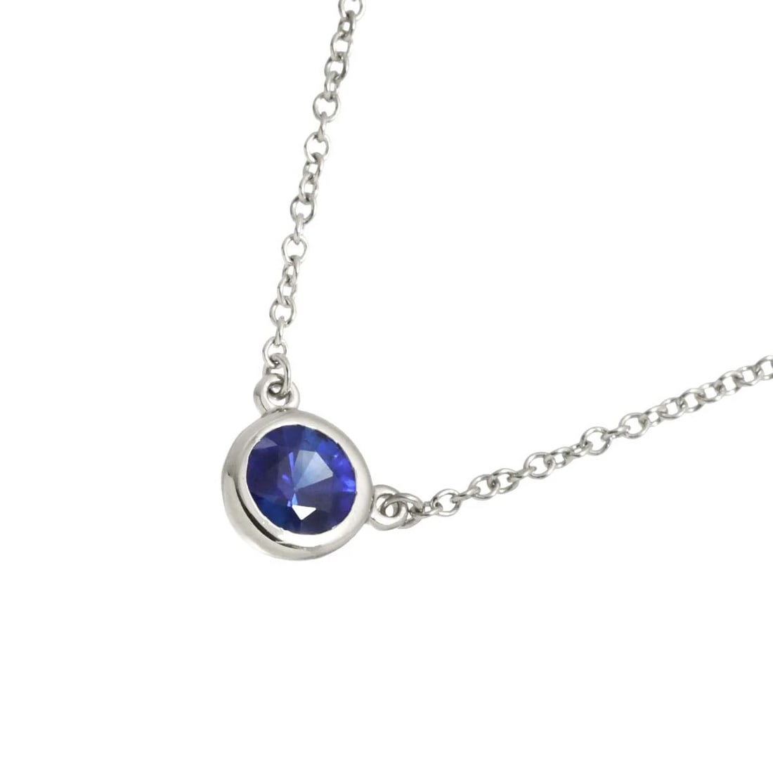 TIFFANY CO. BY THE YARD SAPPHIRE NECKLACE PLATINUM: TIFFANY Co. By The Yard Sapphire Necklace Platinum Brand: TIFFANY Co. Type/Style: Necklace Material: Platinum, Main Stone Sapphire Color: Platinum Size: internal circumference of the chain:16.5inch