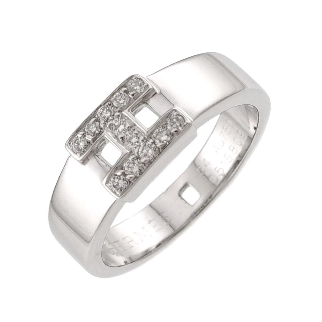 HERMES HERCULES DIAMOND RING 18K WHITE GOLD 750: HERMES Hercules Diamond Ring 18K White Gold 750 Brand: HERMES Type/Style: Ring Material: 750 White Gold, Main Stone Natural Color: White Gold Size: Size:6.5-6.75(US) Accessories: None Accessories