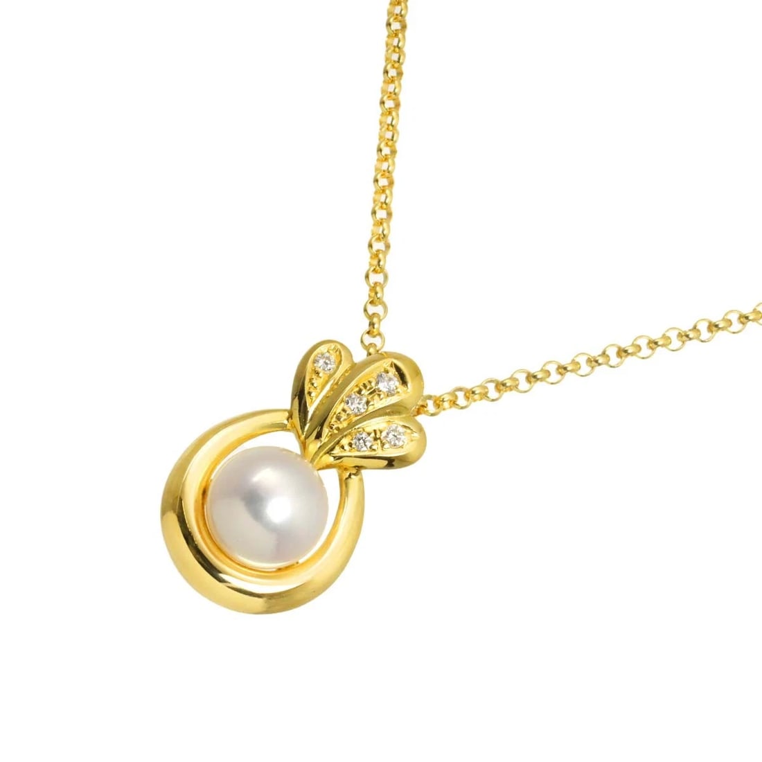 TASAKI AKOYA PEARL DIAMOND NECKLACE 18K YG 750: TASAKI Akoya Pearl Diamond Necklace 18K YG 750 Brand: TASAKI Type/Style: Necklace Material: 750 White Gold, Color: Yellow Gold Size: internal circumference of the chain:16.5inch to 15inch Top
