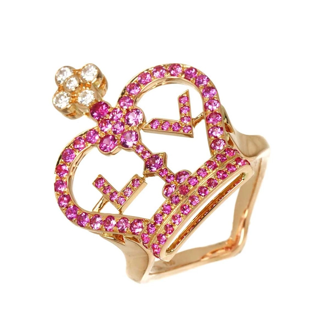 LOUIS VUITTON SAPPHIRE DIAMOND RING 18K PG 750 (1 of 4)
