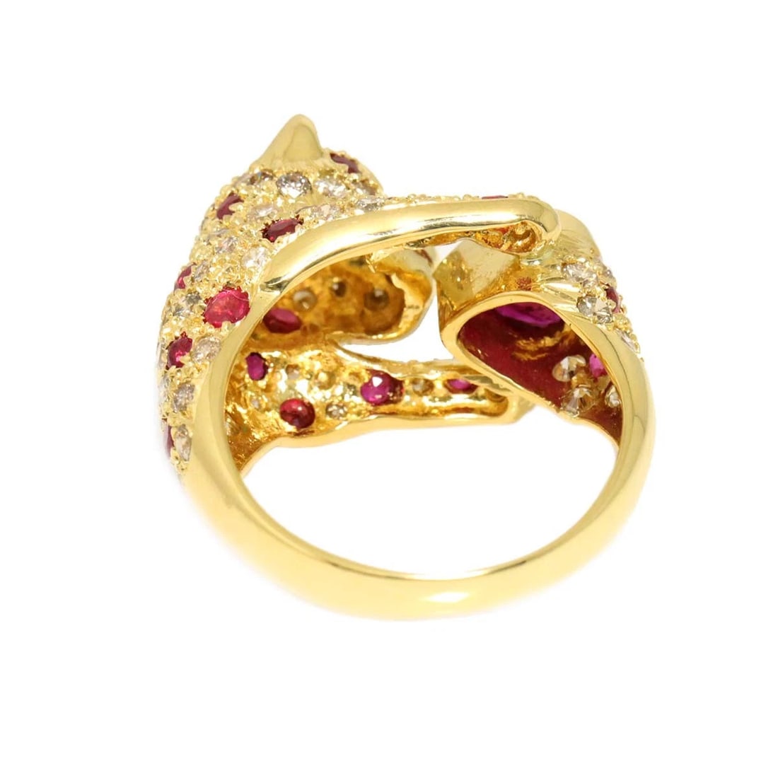RUBY DIAMOND EMERALD RING 18K YG - 2