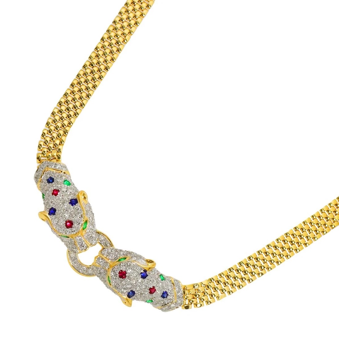 DIAMOND MULTI STONE NECKLACE 18K YG YELLOW GOLD 750 (1 of 4)