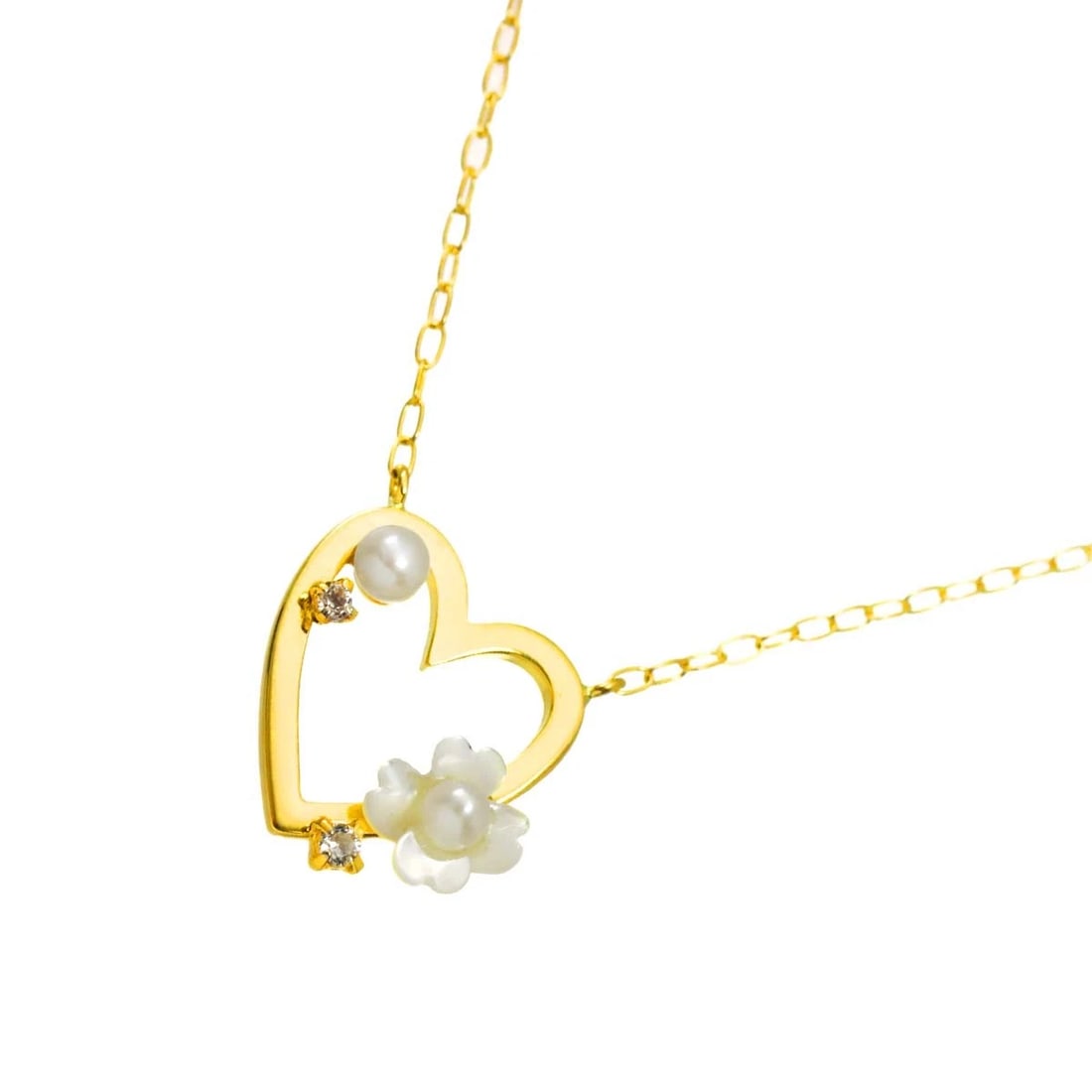 SAMANTHA TIARA BABY PEARL QUARTZ HEART NECKLACE 18K YG 750 (1 of 4)