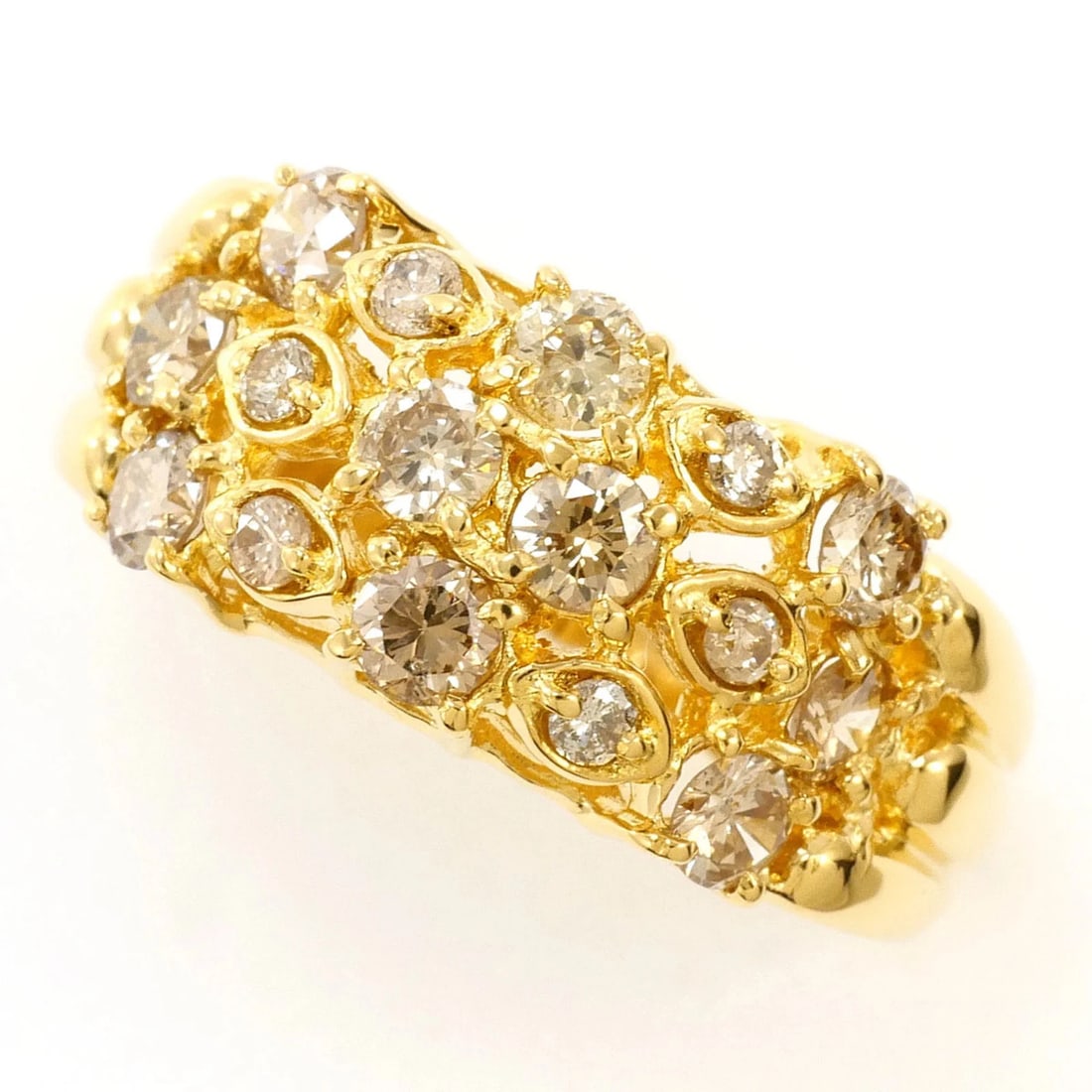 18K (18-KARAT) YELLOW GOLD RING WITH BROWN DIAMOND: 18K (18-karat) Yellow Gold Ring with Brown Diamond Brand: Unbranded Type/Style: Band ring Material: Yellow gold (18K), Main Stone Natural Color: Brown, Yellow gold Size: US 6.5 Accessories: None