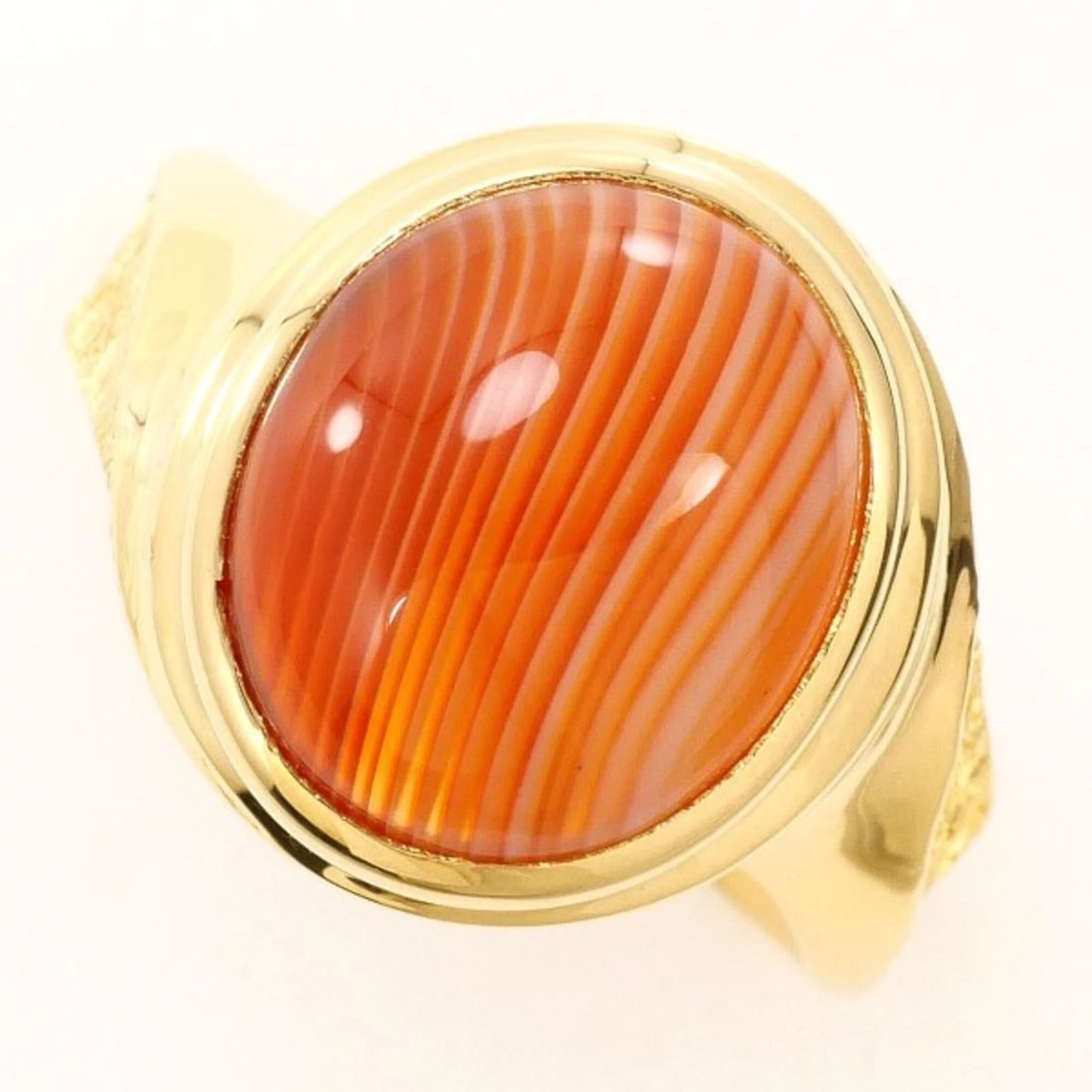18K (18-KARAT) YELLOW GOLD RING WITH AGATE STONE (1 of 5)