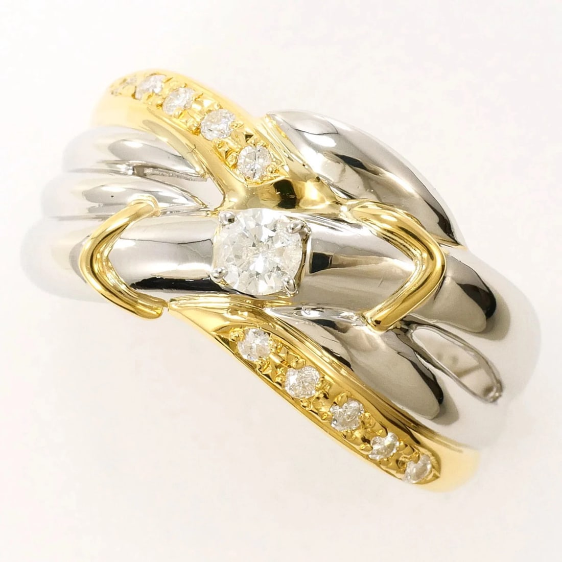 PT900 PLATINUM 18K YELLOW GOLD RING WITH DIAMOND: PT900 Platinum 18K Yellow Gold Ring with Diamond Brand: Unbranded Type/Style: Band ring Material: Platinum 900, Yellow gold (18K), Main Stone Natural Color: Platinum, Yellow gold Size: US 6.5 Acce