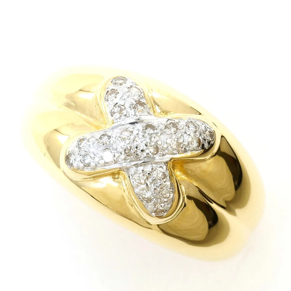 18K (18-KARAT) YELLOW GOLD RING WITH DIAMOND: 18K (18-karat) Yellow Gold Ring with Diamond Brand: Unbranded Type/Style: Band ring Material: White gold (18K), Yellow gold (18K), Main Stone Natural Color: White gold, Yellow gold Size: US 6.5 Ac