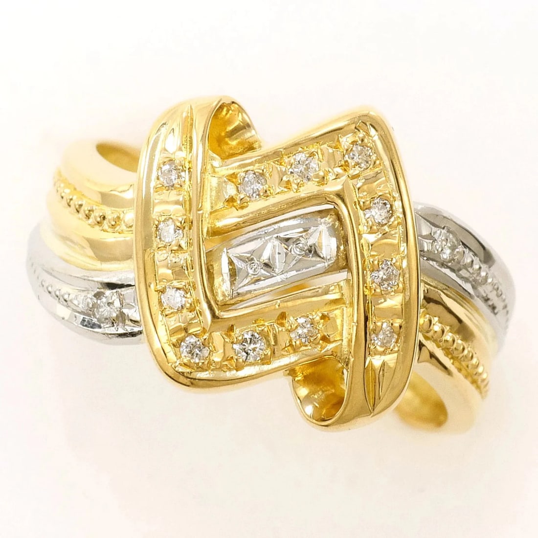 PT900 PLATINUM 18K YELLOW GOLD RING WITH DIAMOND (1 of 3)