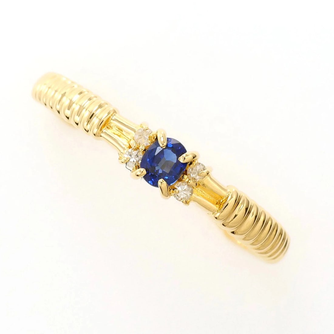 18K (18-KARAT) YELLOW GOLD RING WITH SAPPHIRE AND DIAMOND: 18K (18-karat) yellow gold ring with sapphire and diamond Brand: Unbranded Type/Style: Band ring Material: Yellow gold (18K), Main Stone Natural Color: Yellow gold Size: US 6 Accessories: None