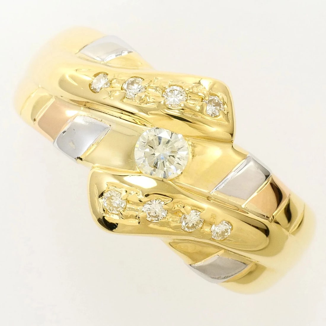 18K (18-KARAT) YELLOW GOLD AND PLATINUM RING WITH DIAMOND: 18K (18-karat) Yellow Gold and Platinum Ring with DIAMOND Brand: Unbranded Type/Style: Band ring Material: Pink gold (18K), Platinum 900, Yellow gold (18K), Main Stone Natural Color: Pink gold, Platin
