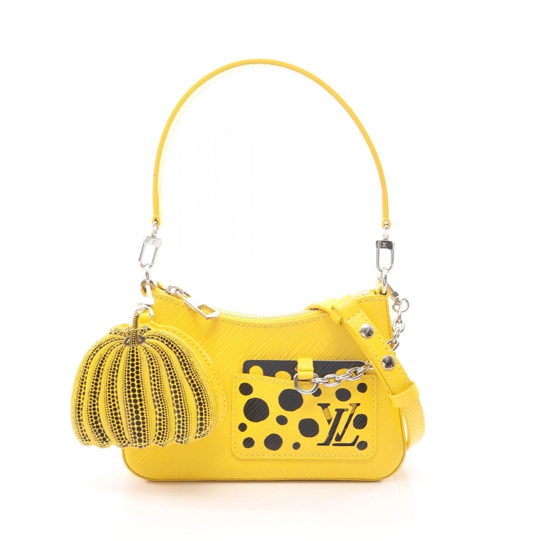 LOUIS VUITTON KUSAMA YAYOI MARELLINI EPI YELLOW BLACK: Louis Vuitton Kusama Yayoi Marellini Epi Yellow Black Brand: Louis Vuitton Type/Style: Top Handle Bag Material: Leather Color: Yellow / Black Size: W approx. 19.5cm x H 11.5cm x D 6.5cm Accessorie
