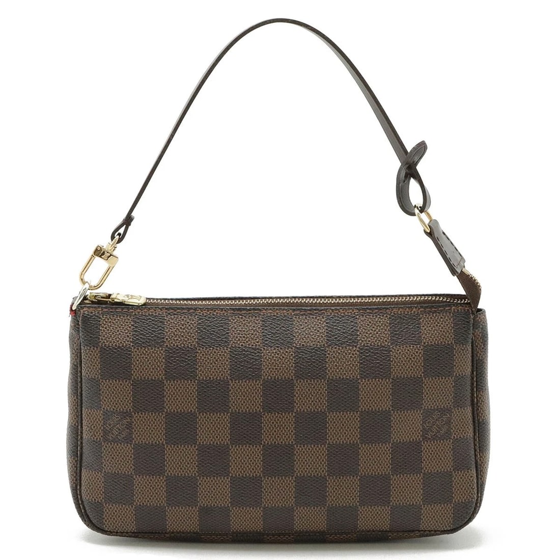LOUIS VUITTON DAMIER POCHETTE HANDBAG BROWN: Louis Vuitton Damier Pochette Handbag Brown Brand: Louis Vuitton Type/Style: Leather Material: (Fabric/Yarn) Canvas Color: None Size: Depth/Gusset 4 cm Width 21 cm Accessories: None Access